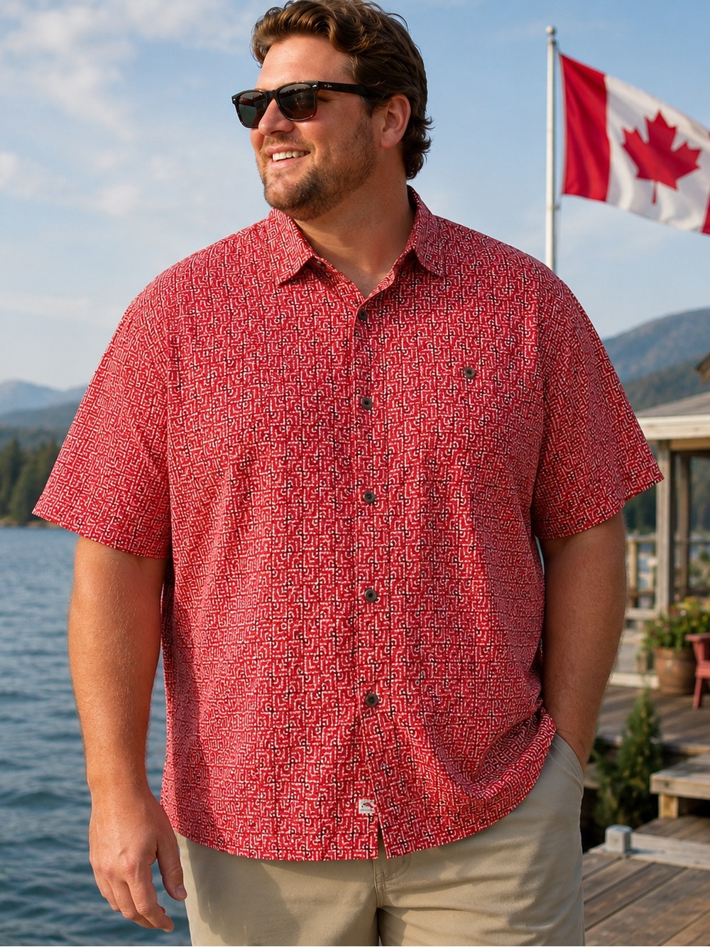 Tommy Bahama XXL Marine Mosaic Print 100% Silk Button Down Lightweight Shirt